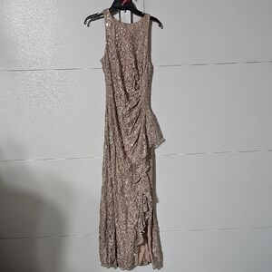 Alex Evenings Lace Maxi Dress in Tan
